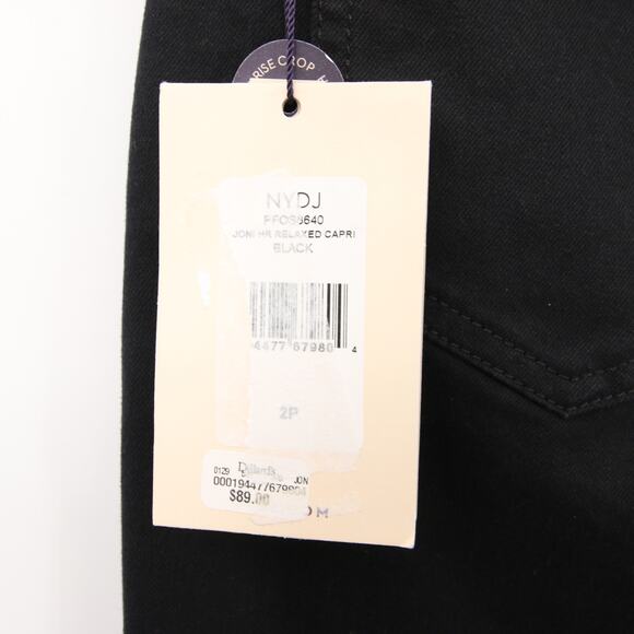 NYDJ Pants Black Capri Lift Tuck High Rise Relaxed Capri Joni Stretchy Size 2P - Picture 12 of 16
